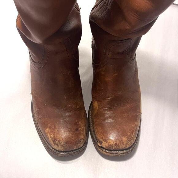 Vintage FRYE CAMPUS Tall Riding Boots Brown Leather Sz 9.5 D Men's MADE IN USA - Picture 6 of 9